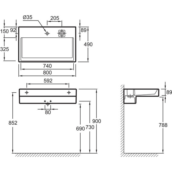 Раковина подвесная Jacob Delafon Terrace 80 см EXD112-00 - фото 6