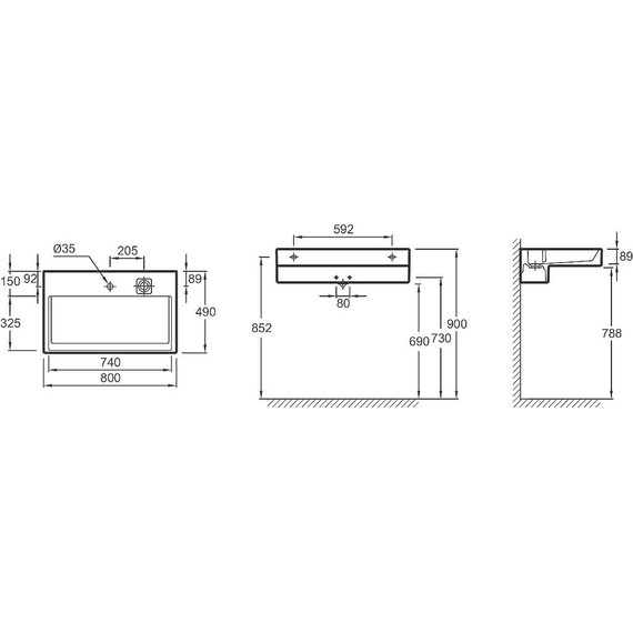 Раковина подвесная Jacob Delafon Terrace 80 см с подсветкой EXD9112-00 - фото 8