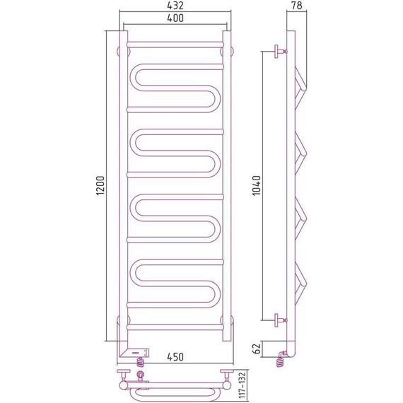 Полотенцесушитель электрический Сунержа Элегия 2.0 П14 1200х400 мм 00-5218-1240 L - фото, картинка 5 Полотенцесушитель электрический Сунержа Элегия 2.0 П14 1200х400 мм 00-5218-1240 L - фото 5