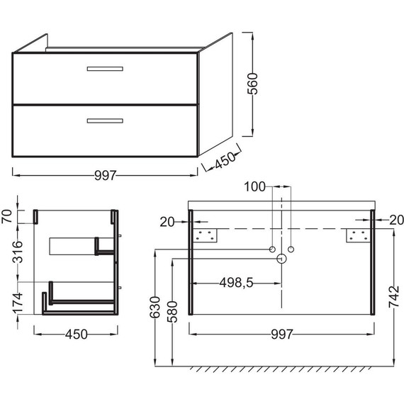 Тумба подвесная с раковиной Jacob Delafon Ola 100 см EB392RU-J5, белый - фото, картинка 11 Тумба подвесная с раковиной Jacob Delafon Ola 100 см EB392RU-J5, белый - фото 11