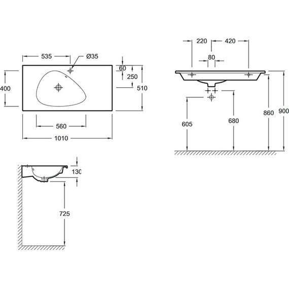 Тумба подвесная с раковиной Jacob Delafon Nouvelle Vague 100 см EB3032-N18, белый - фото 6