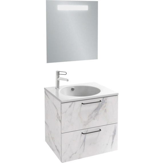 Тумба подвесная с раковиной Jacob Delafon Odeon Rive Gauche 60 см EB2520-R9-NR4, белый мрамор - фото 4