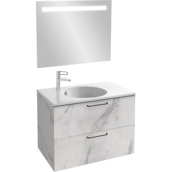 Тумба подвесная с раковиной Jacob Delafon Odeon Rive Gauche 80 см EB2522-R9-NR4, белый мрамор - фото 4