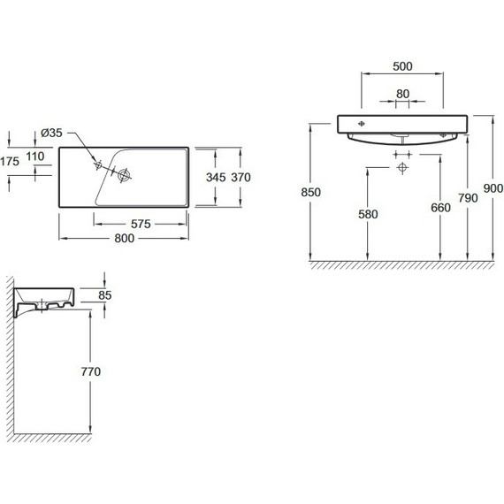 Тумба подвесная с раковиной Jacob Delafon Rythmik 80 см EB1302-E10, квебекский дуб - фото 5