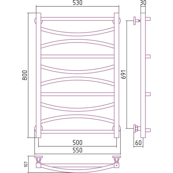 Полотенцесушитель водяной Сунержа Ажур П10 800х500 мм 00-0255-8050 - фото 6