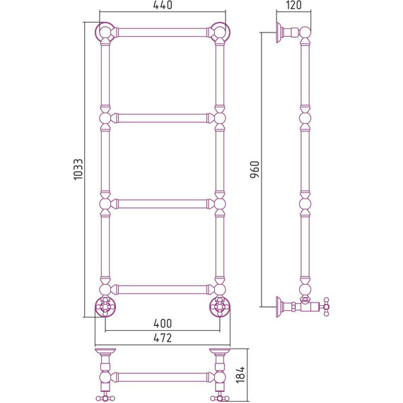 Полотенцесушитель водяной Сунержа Ренессанс 1304 П4 950х400 мм 00-0280-9640 - фото 7