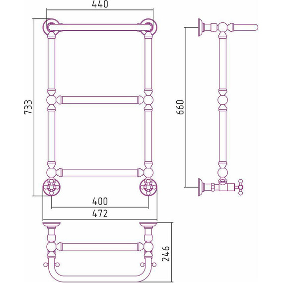 Полотенцесушитель водяной Сунержа Ренессанс 1386 с полкой П3 650х400 мм 00-0281-6640 - фото 7