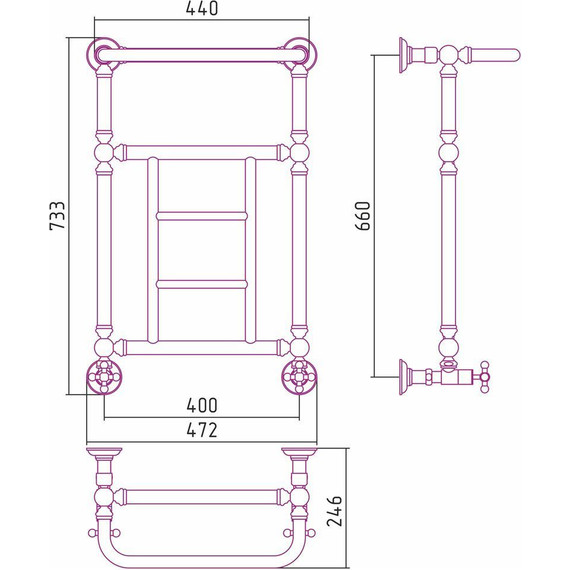 Полотенцесушитель водяной Сунержа Ренессанс 1452 с полкой П5 650х400 мм 051-0282-6640, состаренная латунь - фото 7