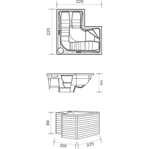 Спа бассейн USSPA Combi Spa 225х225 см - фото 10