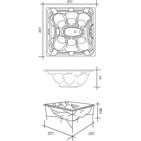 Спа бассейн USSPA Profi Spa Master 231х231 см, для коммерческого использования - фото 5