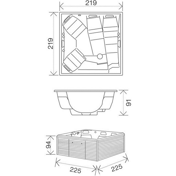 Спа бассейн USSPA Privat Spa Virgo IN 225х225 см - фото 2