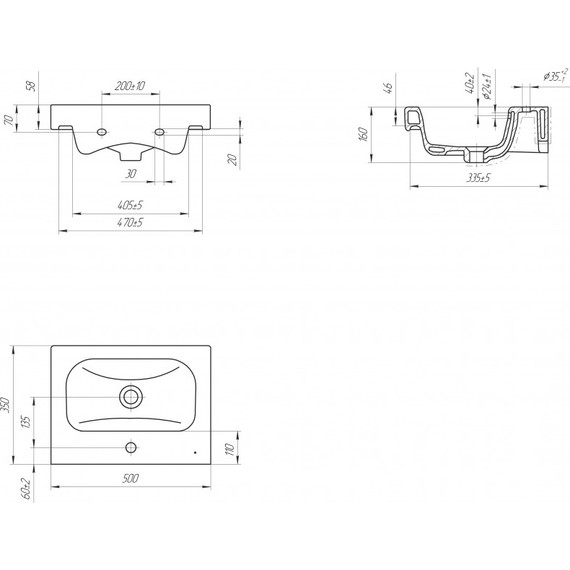 Раковина подвесная Cersanit Moduo Slim 50 см UM-MOD50SL/1 - фото, картинка 6 Раковина подвесная Cersanit Moduo Slim 50 см UM-MOD50SL/1 - фото 6