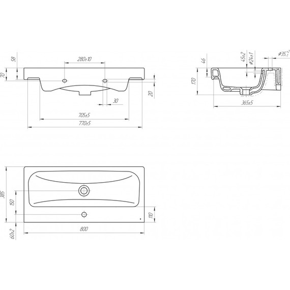 Раковина подвесная Cersanit Moduo Slim 80 см UM-MOD80SL/1 - фото 4