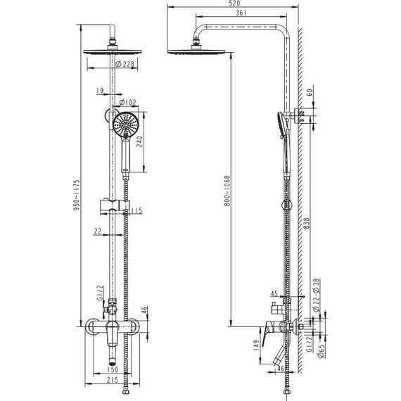 Душевая стойка Bravat Rhein F6429564CP-A-ENG - фото, картинка 4 Душевая стойка Bravat Rhein F6429564CP-A-ENG - фото 4