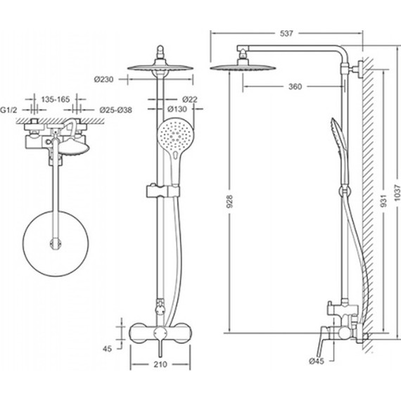 Душевая стойка Bravat Palace F9172217CP-A-RUS - фото 2