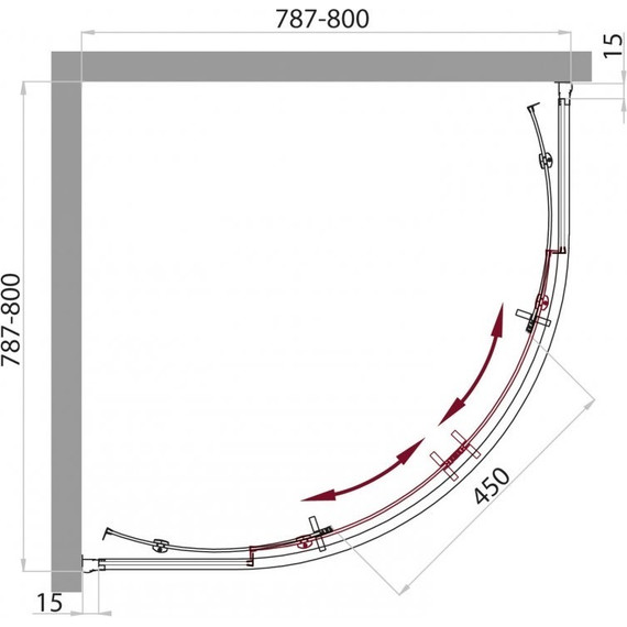 Душевое ограждение BelBagno 80х80 см UNO-R-2-80-P-Cr, хром/текстурное - фото 10