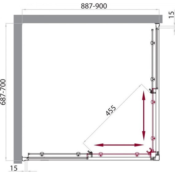 Душевое ограждение BelBagno 90х70 см UNO-AH-2-90/70-P-Cr, хром/матовое - фото 5