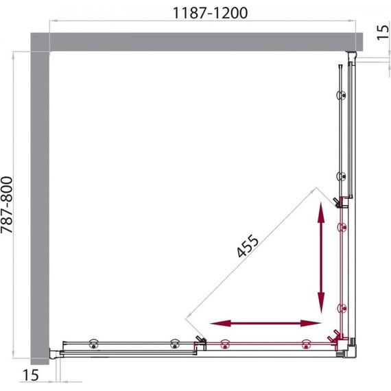 Душевое ограждение BelBagno 120х80 см UNO-AH-2-120/80-P-Cr, хром/матовое - фото 5