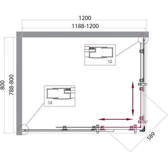 Душевое ограждение BelBagno 120х80 см UNO-195-AH-2-120/80-C-Cr, хром/прозрачное - фото, картинка 5 Душевое ограждение BelBagno 120х80 см UNO-195-AH-2-120/80-C-Cr, хром/прозрачное - фото 5