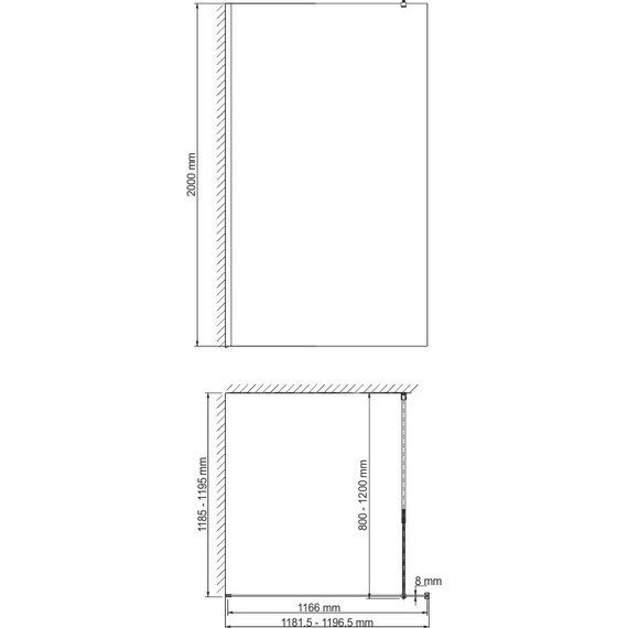Душевая перегородка WasserKraft Abens 120 см 20W40 (стекло 8 мм), черный/прозрачное - фото 4