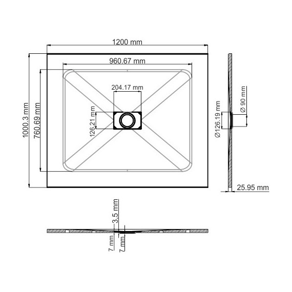 Поддон SMC WasserKraft Elbe 120х100 см 74T10, чёрный - фото 2