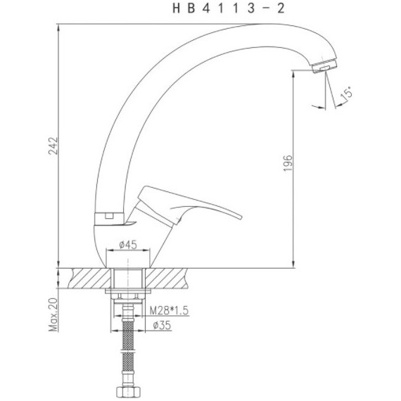 Смеситель для кухни Haiba HB4113-2 - фото, картинка 2 Смеситель для кухни Haiba HB4113-2 - фото 2