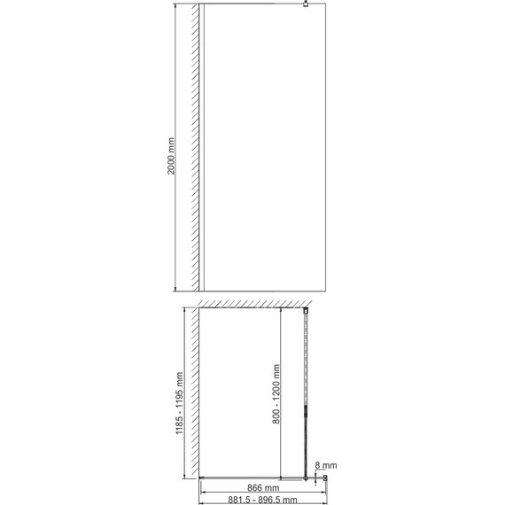 Душевая перегородка WasserKraft Rossel 90 см 28W39 (стекло 8 мм), хром/прозрачное - фото 4