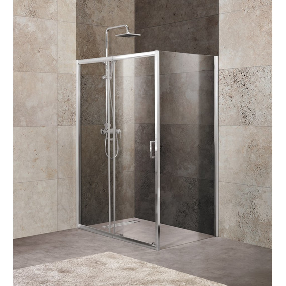 Душевое ограждение BelBagno 110-125х100 см UNIQUE-AH-1-110/125-100-C-Cr, хром/прозрачное, Цвет стекла: прозрачное, Размер - мм: 1100х1000 - фото 