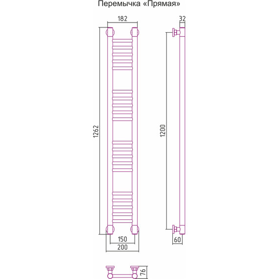 Полотенцесушитель водяной Сунержа Богема+ П20 1200x150 мм 12-0220-1215, белый - фото 6