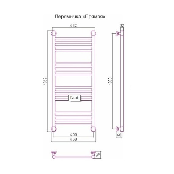 Полотенцесушитель водяной Сунержа Богема+ П16 1000x400 мм (прямая перемычка) 03-0220-1040, золото - фото 6