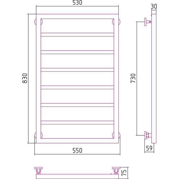 Полотенцесушитель водяной Сунержа Канцлер П6 800x500 мм 30-0254-8050, белый матовый - фото 6