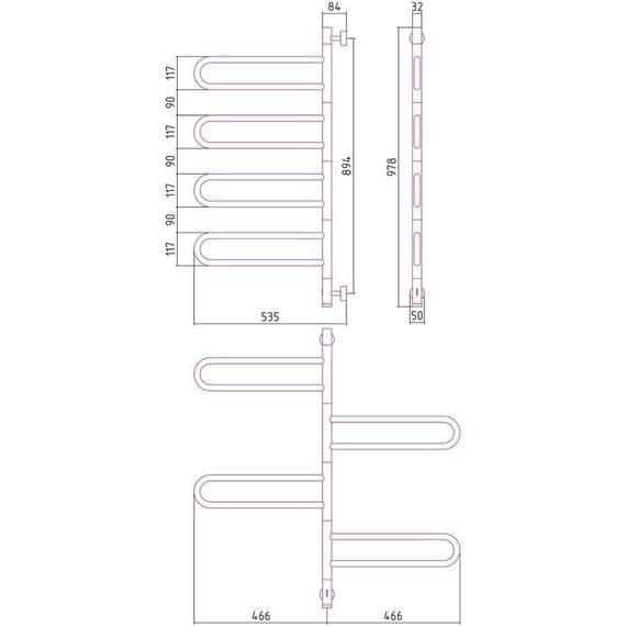 Полотенцесушитель электрический Сунержа Парео 4.0-4С П8 980х530 мм 31-0823-0978, чёрный матовый - фото 4