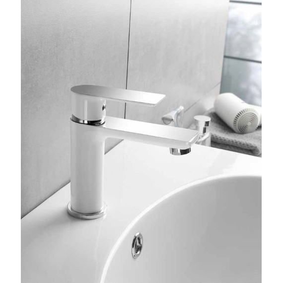 Смеситель для раковины Haiba HB10505-8, белый/хром - фото, картинка 2 Смеситель для раковины Haiba HB10505-8, белый/хром - фото 2