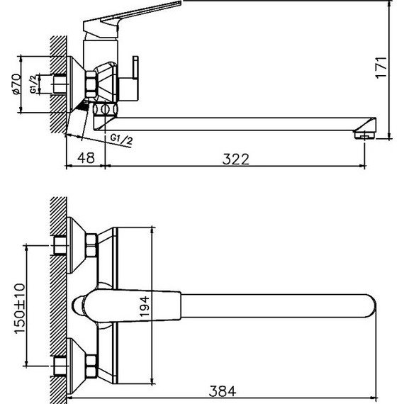 Смеситель для ванны Haiba HB22533-3, графит - фото 2