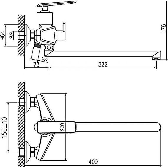 Смеситель для ванны Haiba HB22548-8, белый/хром - фото 2