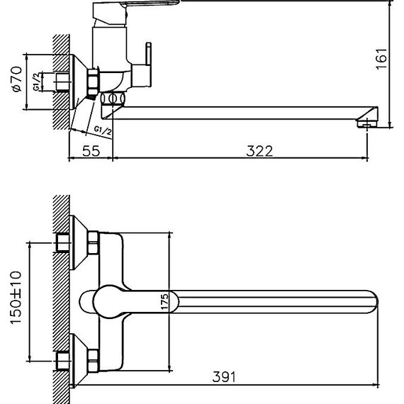Смеситель для ванны Haiba HB22557-8, белый/хром - фото 2