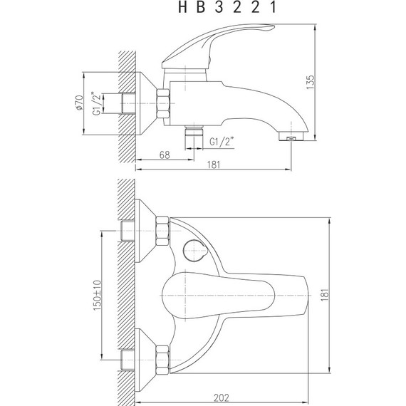 Смеситель для ванны Haiba HB3221 - фото 2
