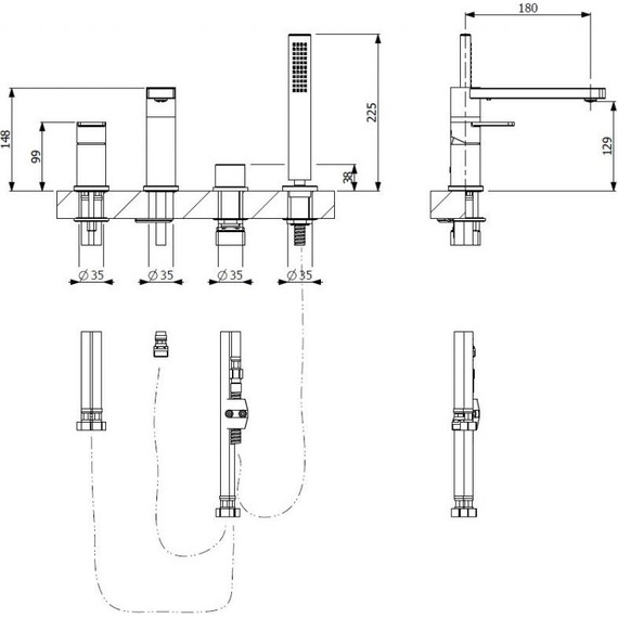 Смеситель для ванны Cezares GLAM-BVDM4-01 - фото, картинка 2 Смеситель для ванны Cezares GLAM-BVDM4-01 - фото 2