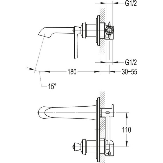 Смеситель для раковины настенный Cezares LIBERTY-F-BLI-01-W0 - фото 2