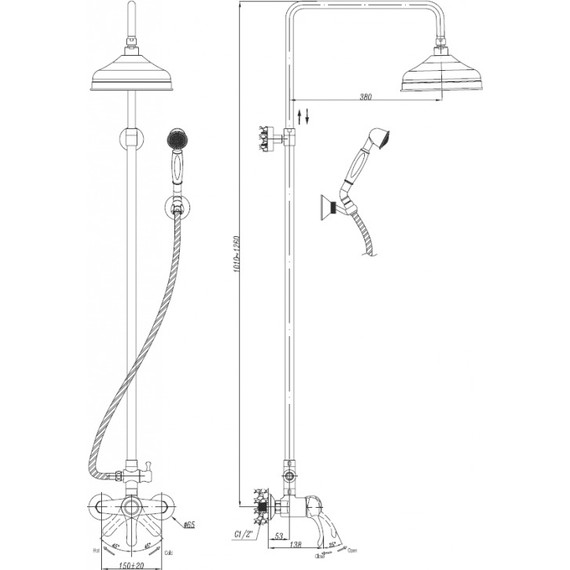 Душевая стойка Cezares LIRA-C-CD-01 - фото 3