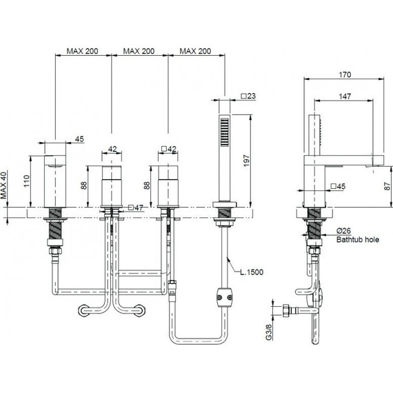 Смеситель для ванны Cezares UNIKA-BVD4-02, бронза, Цвет производителя: бронза - фото 2