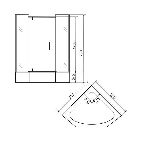 Душевое ограждение Aoclear A-032 90х90 см (стекло 8 мм) хром/прозрачное - фото 2
