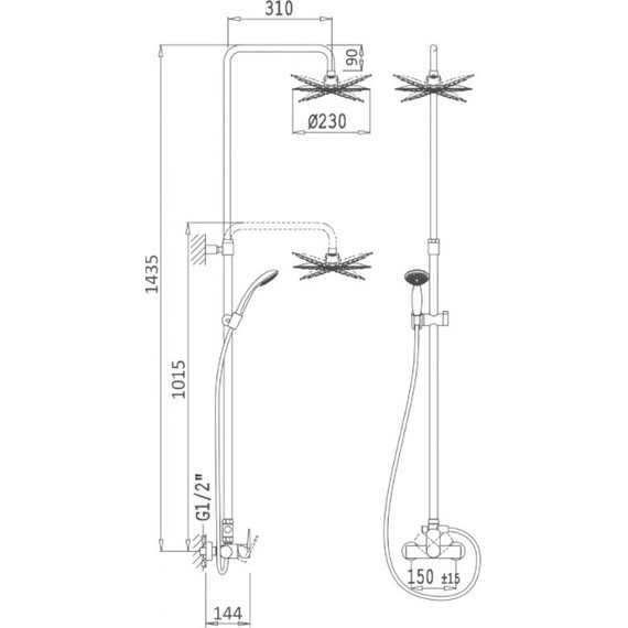 Душевая стойка Cezares Articoli Vari CZR-B-CDA-01, Цвет производителя: хром - фото 2