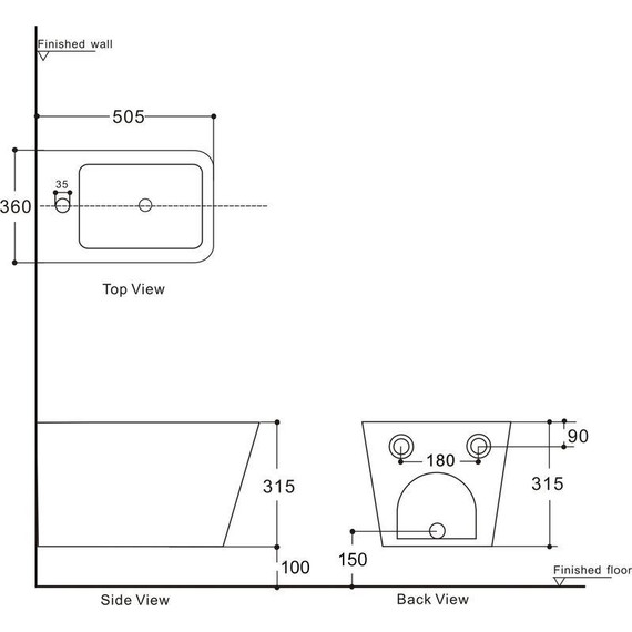 Биде подвесное Aquanet Tavr 2.0 B2 LX-1067 243554 - фото 2