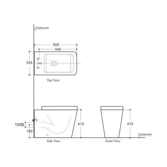 Унитаз приставной безободковый Aquanet Rimless Tavr-F BL-103N-FST 203348 с тонкой крышкой микролифт - фото 12