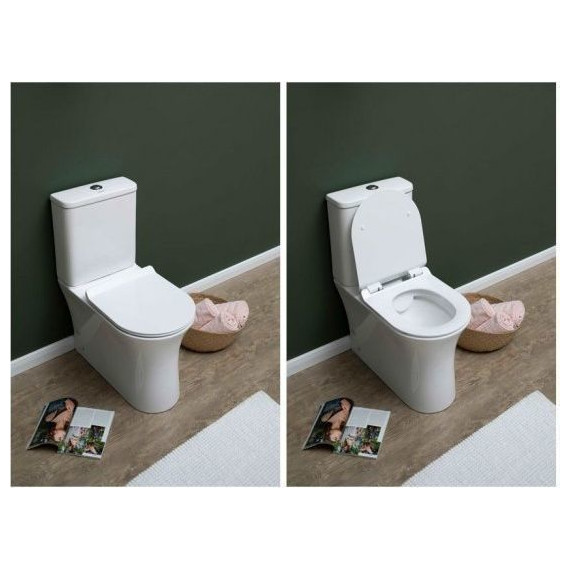 Унитаз-компакт безободковый Aquanet Rimless Roll-C CL-12249B 210764 с тонкой крышкой микролифт - фото 3