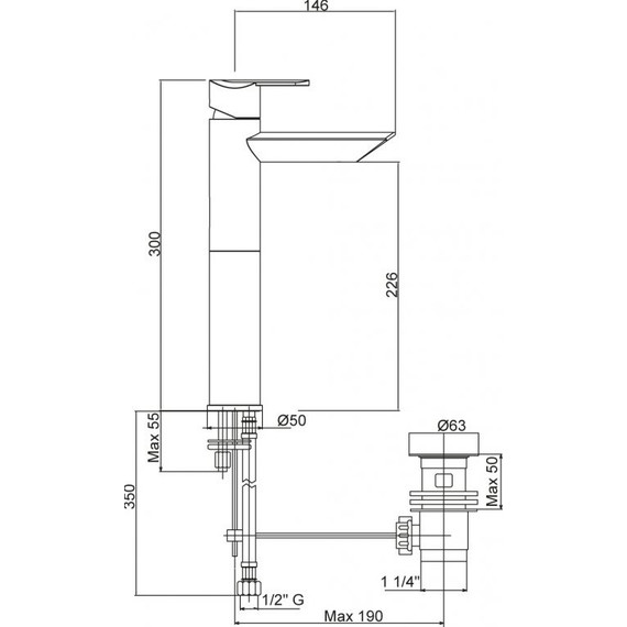 Смеситель для раковины высокий Cezares GARDA-LC11-01-Cr - фото 2