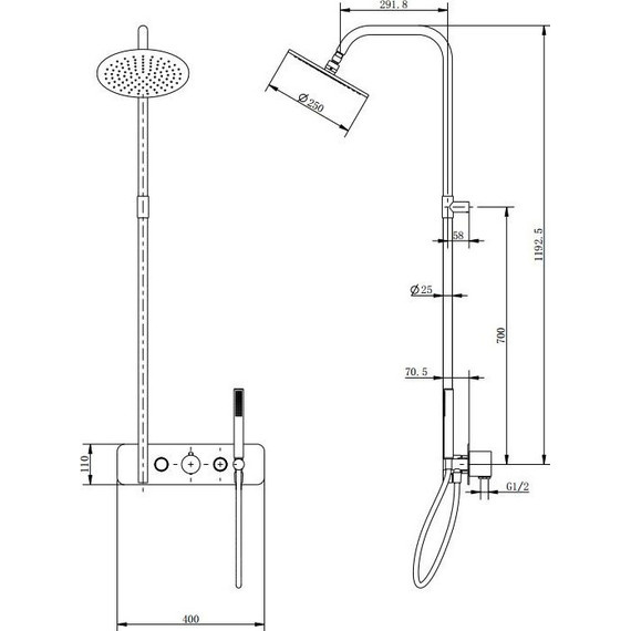 Душевая стойка с термостатом Cezares MOON-CD-TA200-01 - фото 2