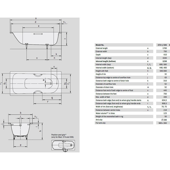 Ванна стальная Kaldewei Saniform Plus Star 170х75 см mod. 336 easy-clean 133600013001 (с отверстиями под ручки) - фото 5