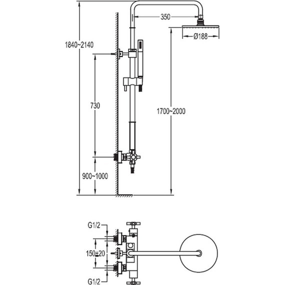 Душевая стойка с термостатом Cezares SIESTA-F-CD-TA-01 - фото 2